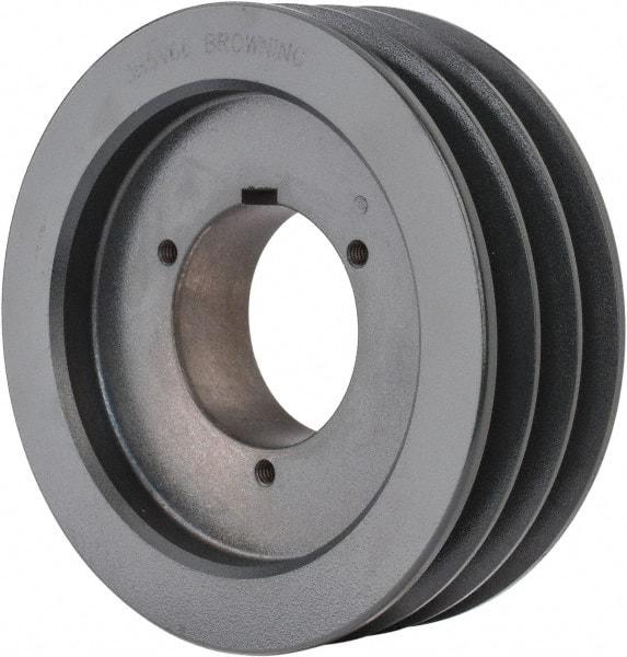 Browning - 3 Groove, 5/8 to 2-1/4 Bore Diam, 6.88" Outside Diam, QD Bushed V Belt Sheave - 6.7 5V Diam Belt Pitch - Eagle Tool & Supply