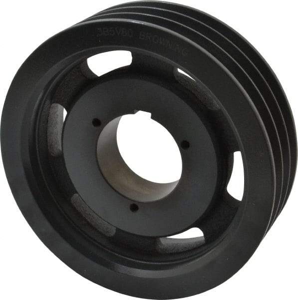 Browning - 3 Groove, 5/8 to 2-1/4 Bore Diam, 8.28" Outside Diam, QD Bushed V Belt Sheave - 8.1 5V Diam Belt Pitch - Eagle Tool & Supply