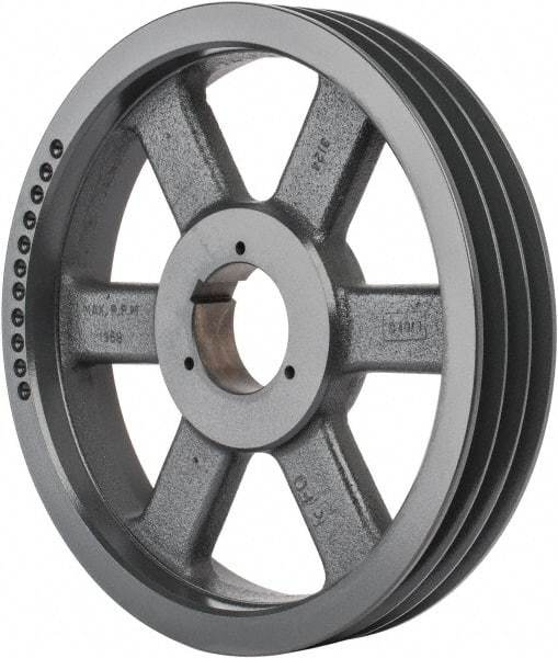 Browning - 3 Groove, 5/8 to 2-1/4 Bore Diam, 12.68" Outside Diam, QD Bushed V Belt Sheave - 12.5 5V Diam Belt Pitch - Eagle Tool & Supply
