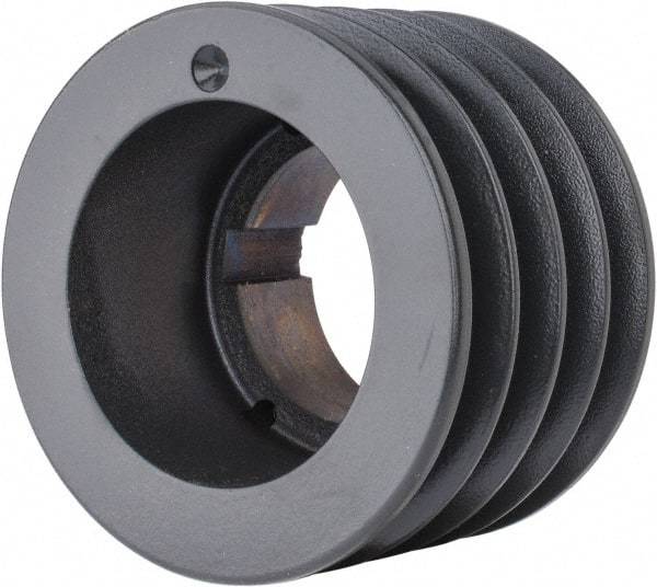 Browning - 4 Groove, 5/8 to 2-1/4 Bore Diam, 4.88" Outside Diam, QD Bushed V Belt Sheave - 4.7 5V Diam Belt Pitch - Eagle Tool & Supply