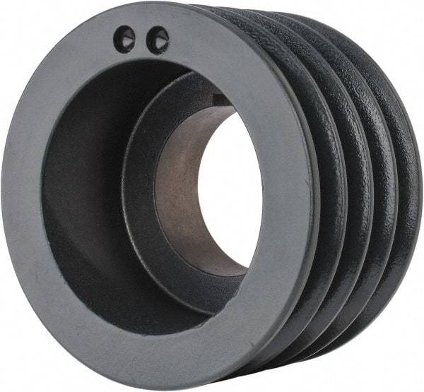 Browning - 4 Groove, 5/8 to 2-1/4 Bore Diam, 5.48" Outside Diam, QD Bushed V Belt Sheave - 5.3 5V Diam Belt Pitch - Eagle Tool & Supply
