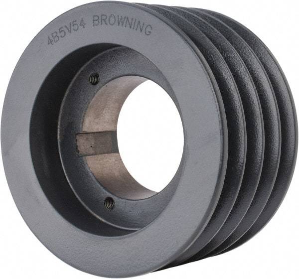 Browning - 4 Groove, 5/8 to 2-1/4 Bore Diam, 5.68" Outside Diam, QD Bushed V Belt Sheave - 5.5 5V Diam Belt Pitch - Eagle Tool & Supply