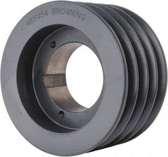 Browning - 4 Groove, 5/8 to 2-1/4 Bore Diam, 5.68" Outside Diam, QD Bushed V Belt Sheave - 5.5 5V Diam Belt Pitch - Eagle Tool & Supply