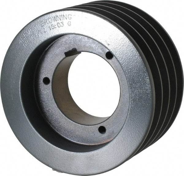 Browning - 4 Groove, 5/8 to 2-1/4 Bore Diam, 5.88" Outside Diam, QD Bushed V Belt Sheave - 5.7 5V Diam Belt Pitch - Eagle Tool & Supply