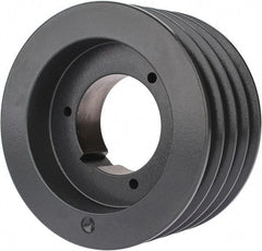 Browning - 4 Groove, 5/8 to 2-1/4 Bore Diam, 6.08" Outside Diam, QD Bushed V Belt Sheave - 5.9 5V Diam Belt Pitch - Eagle Tool & Supply
