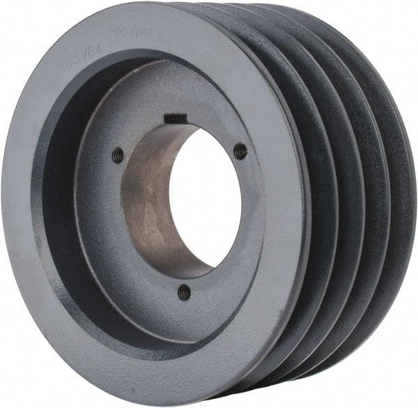 Browning - 4 Groove, 5/8 to 2-1/4 Bore Diam, 6.68" Outside Diam, QD Bushed V Belt Sheave - 6.5 5V Diam Belt Pitch - Eagle Tool & Supply