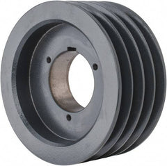 Browning - 4 Groove, 5/8 to 2-1/4 Bore Diam, 6.88" Outside Diam, QD Bushed V Belt Sheave - 6.7 5V Diam Belt Pitch - Eagle Tool & Supply