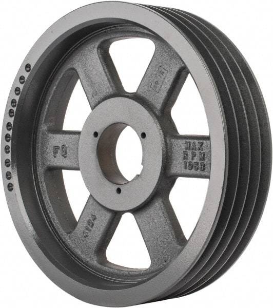 Browning - 4 Groove, 5/8 to 2-1/4 Bore Diam, 12.68" Outside Diam, QD Bushed V Belt Sheave - 12.5 5V Diam Belt Pitch - Eagle Tool & Supply