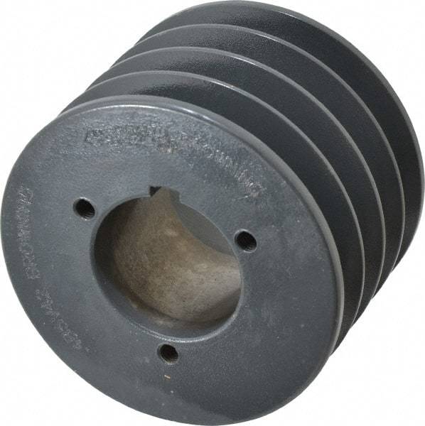 Browning - 4 Groove, 1/2 to 2-7/16 Bore Diam, 4.48" Outside Diam, QD Bushed V Belt Sheave - 4.3 5V Diam Belt Pitch - Eagle Tool & Supply