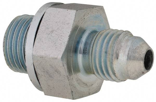 Voss - 7/16-20 x 1/4 Male Thread, Zinc Plated Carbon Steel Industrial Pipe Adapter - MJIC x MBSPP - Eagle Tool & Supply