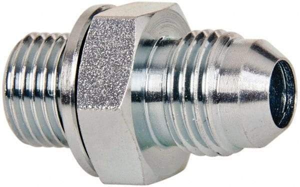 Voss - 9/16-18 x 1/4 Male Thread, Zinc Plated Carbon Steel Industrial Pipe Adapter - MJIC x MBSPP - Eagle Tool & Supply