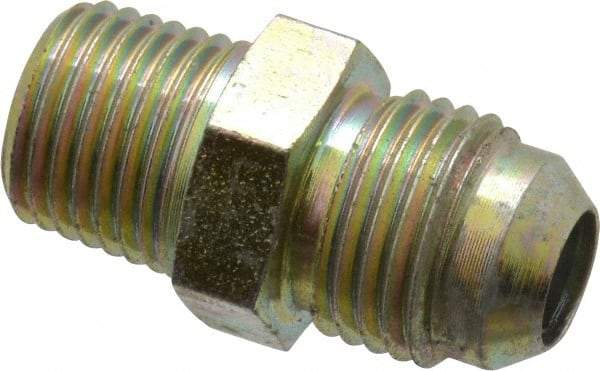Voss - 9/16-18 x 1/4 Male Thread, Zinc Plated Carbon Steel Industrial Pipe Adapter - MJIC x MBSPT - Eagle Tool & Supply