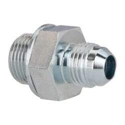 Voss - 9/16-18 x 3/8 Male Thread, Zinc Plated Carbon Steel Industrial Pipe Adapter - MJIC x MBSPP - Eagle Tool & Supply