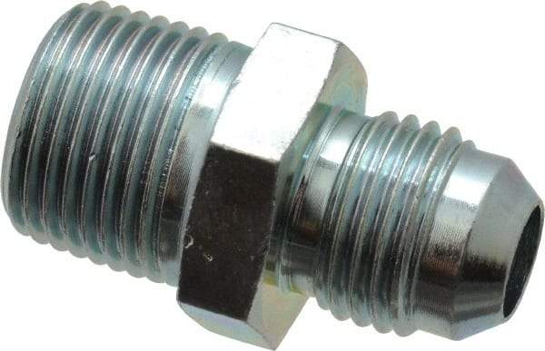 Voss - 9/16-18 x 3/8 Male Thread, Zinc Plated Carbon Steel Industrial Pipe Adapter - MJIC x MBSPT - Eagle Tool & Supply