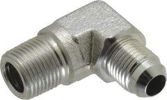 Voss - 9/16-18 x 3/8 Male Thread, Zinc Plated Carbon Steel Industrial Pipe 90° Elbow Adapter - MJIC x MBSPT - Eagle Tool & Supply
