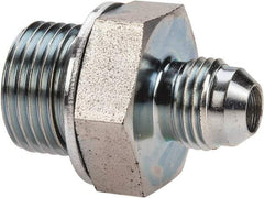 Voss - 9/16-18 x 1/2 Male Thread, Zinc Plated Carbon Steel Industrial Pipe Adapter - MJIC x MBSPP - Eagle Tool & Supply