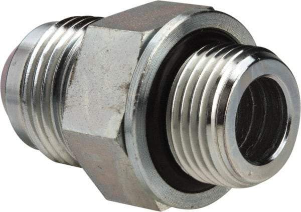 Voss - 3/4-16 x 3/8 Male Thread, Zinc Plated Carbon Steel Industrial Pipe Adapter - MJIC x MBSPP - Eagle Tool & Supply
