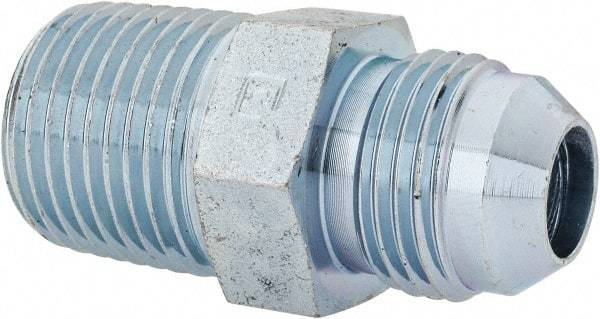 Voss - 3/4-16 x 1/2 Male Thread, Zinc Plated Carbon Steel Industrial Pipe Adapter - MJIC x MBSPT - Eagle Tool & Supply