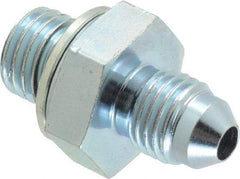 Voss - 7/16-20 x M12x1.5 Male Thread, Zinc Plated Carbon Steel Industrial Pipe Adapter - MJIC x Male Metric - Eagle Tool & Supply