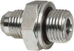 Voss - 9/16-18 x M16x1.5 Male Thread, Zinc Plated Carbon Steel Industrial Pipe Adapter - MJIC x Male Metric - Eagle Tool & Supply