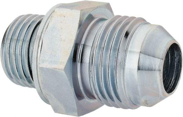 Voss - 3/4-16 x M16x1.5 Male Thread, Zinc Plated Carbon Steel Industrial Pipe Adapter - MJIC x Male Metric - Eagle Tool & Supply
