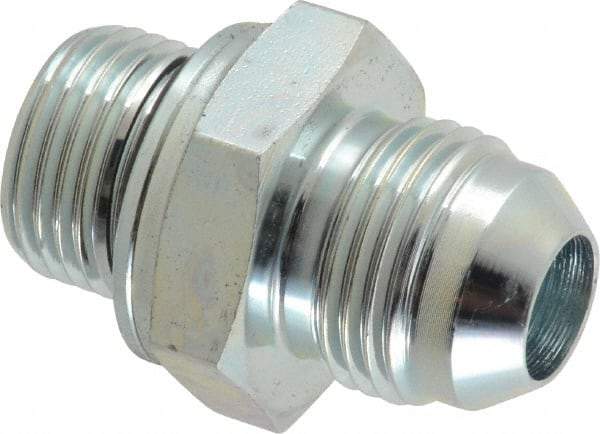 Voss - 3/4-16 x M18x1.5 Male Thread, Zinc Plated Carbon Steel Industrial Pipe Adapter - MJIC x Male Metric - Eagle Tool & Supply