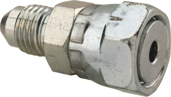Voss - 7/16-20 Male Thread x 9/16-18 Female Thread, Zinc Plated Carbon Steel Industrial Pipe Adapter - MJIC x FORFS - Eagle Tool & Supply