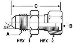 Voss - 9/16-18 Male Thread x 11/16-16 Female Thread, Zinc Plated Carbon Steel Industrial Pipe Adapter - MJIC x FORFS - Eagle Tool & Supply