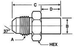 Voss - 3/4-16 x M12 Male Thread, Zinc Plated Carbon Steel Industrial Pipe Adapter - MJIC x Metric Standpipe - Eagle Tool & Supply