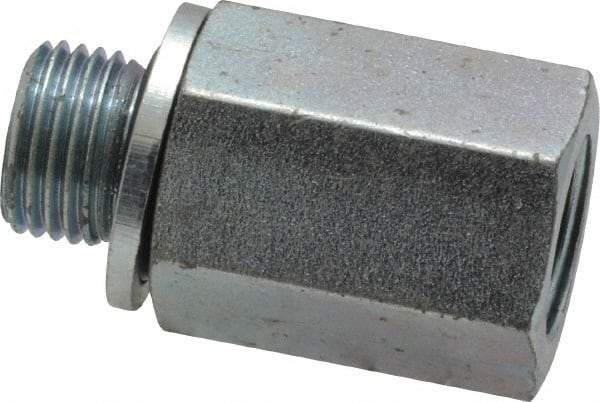 Voss - 1/8 Male Thread x 1/8 Female Thread, Zinc Plated Carbon Steel Industrial Pipe Adapter - MBSPP x FNPT - Eagle Tool & Supply