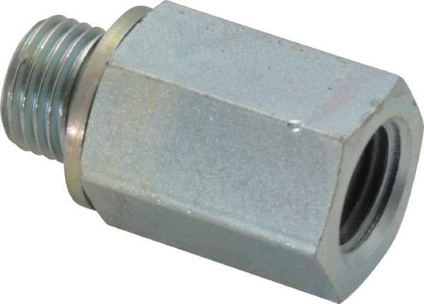 Voss - 1/4 Male Thread x 1/4 Female Thread, Zinc Plated Carbon Steel Industrial Pipe Adapter - MBSPP x FNPT - Eagle Tool & Supply