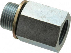 Voss - 3/8 Male Thread x 3/8 Female Thread, Zinc Plated Carbon Steel Industrial Pipe Adapter - MBSPP x FNPT - Eagle Tool & Supply