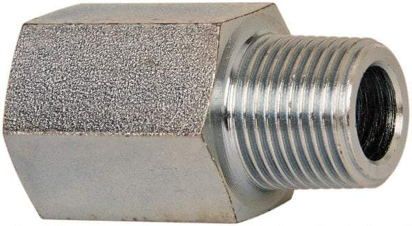 Voss - 3/8 Male Thread x 3/8 Female Thread, Zinc Plated Carbon Steel Industrial Pipe Adapter - MBSPT x FNPT - Eagle Tool & Supply