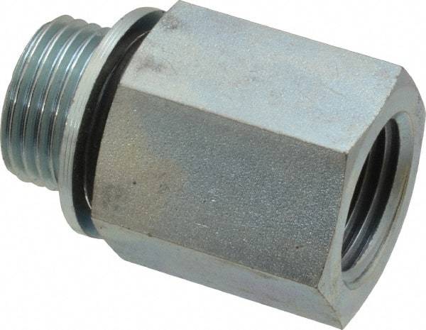 Voss - 1/2 Male Thread x 1/2 Female Thread, Zinc Plated Carbon Steel Industrial Pipe Adapter - MBSPP x FNPT - Eagle Tool & Supply