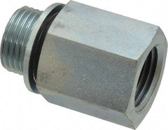 Voss - 1/2 Male Thread x 1/2 Female Thread, Zinc Plated Carbon Steel Industrial Pipe Adapter - MBSPP x FNPT - Eagle Tool & Supply