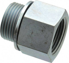 Voss - 1 Male Thread x 1 Female Thread, Zinc Plated Carbon Steel Industrial Pipe Adapter - MBSPP x FNPT - Eagle Tool & Supply