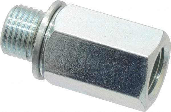 Voss - M10x1 Male Thread x 1/8 Female Thread, Zinc Plated Carbon Steel Industrial Pipe Adapter - Male Metric x FNPT - Eagle Tool & Supply