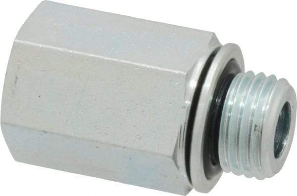 Voss - M14x1.5 Male Thread x 1/4 Female Thread, Zinc Plated Carbon Steel Industrial Pipe Adapter - Male Metric x FNPT - Eagle Tool & Supply