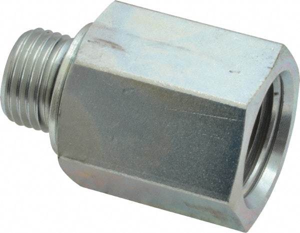 Voss - M16x1.5 Male Thread x 1/2 Female Thread, Zinc Plated Carbon Steel Industrial Pipe Adapter - Male Metric x FNPT - Eagle Tool & Supply