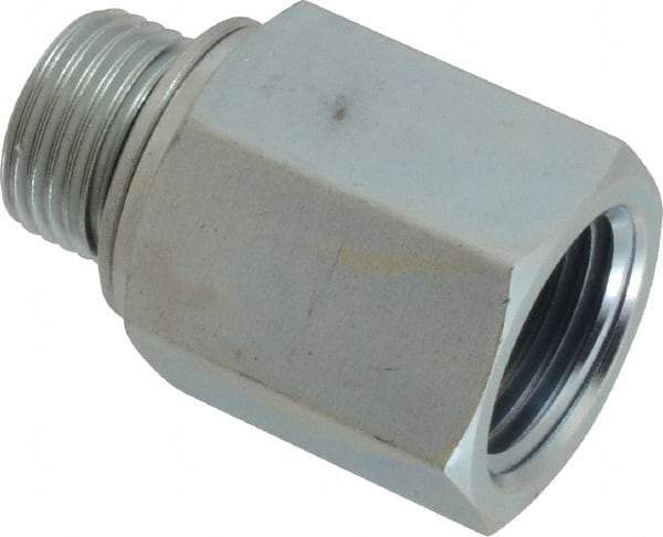 Voss - M18x1.5 Male Thread x 1/2 Female Thread, Zinc Plated Carbon Steel Industrial Pipe Adapter - Male Metric x FNPT - Eagle Tool & Supply