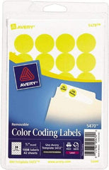 AVERY - 3/4" Wide x 3/4" Long, Neon Yellow Paper Color Coding Labels - For Laser/Inkjet Printers - Eagle Tool & Supply