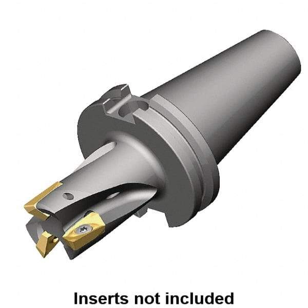 Kennametal - 1-1/2" Cut Diam, 18.03mm Max Depth of Cut, 192.07mm OAL, Indexable Square Shoulder Helical End Mill - E.. 18.. Inserts, CAT 40 Taper Shank, 0° Lead Angle, Through Coolant, Series Mill 1-18 - Eagle Tool & Supply