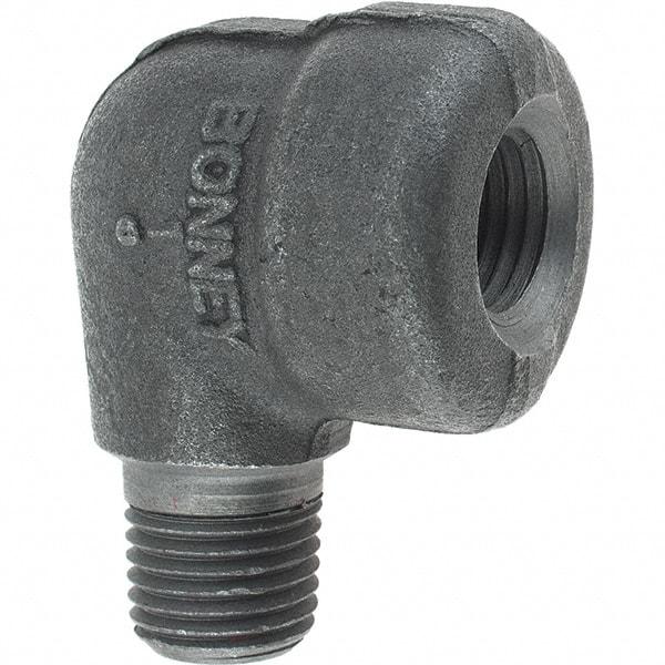 Made in USA - Size 1/4", Class 3,000, Forged Carbon Steel Black Pipe 90° Street Elbow - 3,000 psi, Threaded End Connection - Eagle Tool & Supply