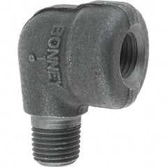 Made in USA - Size 1/4", Class 3,000, Forged Carbon Steel Black Pipe 90° Street Elbow - 3,000 psi, Threaded End Connection - Eagle Tool & Supply