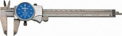 Mitutoyo - 0mm to 6" Range, 0.001" Graduation, 0.1" per Revolution, Dial Caliper - Blue Face, 1-9/16" Jaw Length, Accurate to 0.0010" - Eagle Tool & Supply