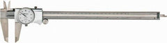 Mitutoyo - 0mm to 12" Range, 0.001" Graduation, 0.1" per Revolution, Dial Caliper - White Face, 2-1/2" Jaw Length, Accurate to 0.0020" - Eagle Tool & Supply