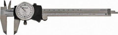 Mitutoyo - 0mm to 6" Range, 0.001" Graduation, 0.2" per Revolution, Dial Caliper - White Face, 1-9/16" Jaw Length, Accurate to 0.0010" - Eagle Tool & Supply
