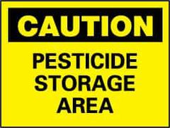 NMC - "Caution - Pesticide Storage Area", 7" Long x 10" Wide, Pressure-Sensitive Vinyl Safety Sign - Rectangle, 0.004" Thick, Use for Hazardous Materials - Eagle Tool & Supply