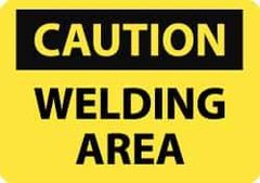 NMC - "Caution - Welding Area", 7" Long x 10" Wide, Pressure-Sensitive Vinyl Safety Sign - Rectangle, 0.004" Thick, Use for Accident Prevention - Eagle Tool & Supply