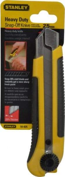 Stanley - Snap Utility Knife - 5-7/16" Blade, Yellow & Black ABS/Rubber Handle, 1 Blade Included - Eagle Tool & Supply